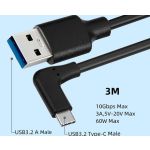 USB 3.2 AM to USB-C Right Angle Cable 10Gpbs 3M 10