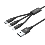 Unitek C14049BK 1.2M(3.9') 3-in-1 USB Charging Cable (Lightning/Type-c/Micro USB) Black