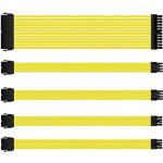 Nylon Braided Yellow PSU Extension Cable Kit 30cm/1' 18AWG - 1 x 24pin + 2 x 8pin (CPU 4+4) + 2 x 8pin (PCIe 6+2)