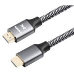 HDMI 2.1 Male to Male 1.6ft Braided Cable Support 8K@60Hz / 4K@120Hz Resolution 1.6ft Grey