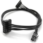 Mini 4Pin to 2xRight-Angle 15Pin SATA PowerAdapter Cable for Motherboards&Hard Drives 18inch Black