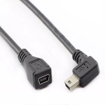 Mini USB Male to Mini USB Female Cable with Bend0.8ftBlack