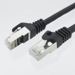 STP Cat6a Patch 26AWG Cable 10 Gigabit RJ45 25ft Black