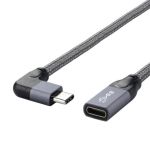 USB 3.1 TypeC 90Deg Right Angle Braided Cable M/F 1.6ft Grey