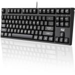 Adesso Compact Mechanical Gaming Keyboard - Cable Connectivity - USB Interface - 87 Key Volume Down  Volume Up  Play/Pause  Stop  Mute  Next Track  Previous Track  Windows Lock Key Hot