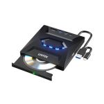 Unitek T1037A01 5-in-1 External Optical Drive with USB Hub (USB-A 5Gbps + USB-A 480Mbps + USB-C 480Mbps + SD) Black