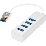 Rocstor Premium Portable 4 Port SuperSpeed Mini USB 3.0 Hub - Aluminum Silver - USB - External - 4 USB Ports Female - 4 USB 3.0 Ports - PC  Mac - 6 in Mini Hub with Built-in SuperSpeed