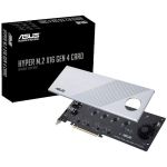 Asus HYPER M.2 X16 GEN 4 Card (PCIe 4.0/3.0) supports four NVMe M.2 2242/2260/2280/2211 up to 256 Gbps