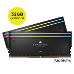 Corsair CMP32GX5M2X7200C34 DOMINATOR TITANIUM 32GB2x16GB DDR5 Memory Kit 7200MT/s 34-44-44-96 OC PMIC XMP 3.0 RGB LEDs 1.45V Black