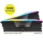 Corsair CMH32GX5M2B6400Z32 VENGEANCE RGB DDR532GB 2x16GB Memory Kit 6400MT/s 32-40-40-84  AMD EXPO & Intel XMP Memory - Grey