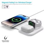 15W 3 in 1 Magnetic Folding Wireless Charger White