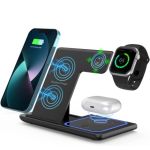 3-in-1 Foldable 15W Wireless Charger Stand w/Smart Breathing NightlightBlack