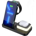 4-in-1 Wireless 15W Charging Stationw/ AdjustableBrightness Bedside LightBlack