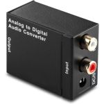 RCA Analog to Digital Optical Toslink Coaxial Audio Converter Adapter w/ Optical Cable Black