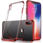 iPhoneXS MAX TPU Electroplate Red Frame Clear Rubber