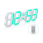 EDUP EH-LED1319 3D LED Wall Clock 9.5in Remote 
Control Digital Nightlight White