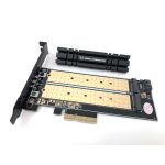 MC PCIE-M21101HS M.2 NVMe + M.2 SATA 110mm SSD PCIe x4 Adapter with Heat Sink NVMe or AHCI (M Key); SATA III (B Key) Supports