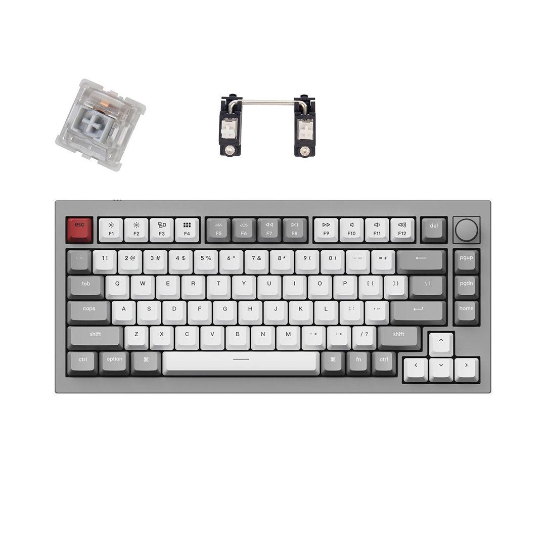 Keychron Q1-N5 Q1 QMK Custom Mechanical Keyboard Version 2 Fully Assembled  Knob Silver Grey A Gateron Phantom Silver Switches