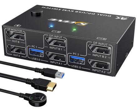 2 Port Hybrid USB-A + HDMI & USB-C KVM Switch - Single 4K 60Hz HDMI 2.0  Monitor - Compact Desktop and/or Laptop HDMI KVM Switch - USB Bus Powered 