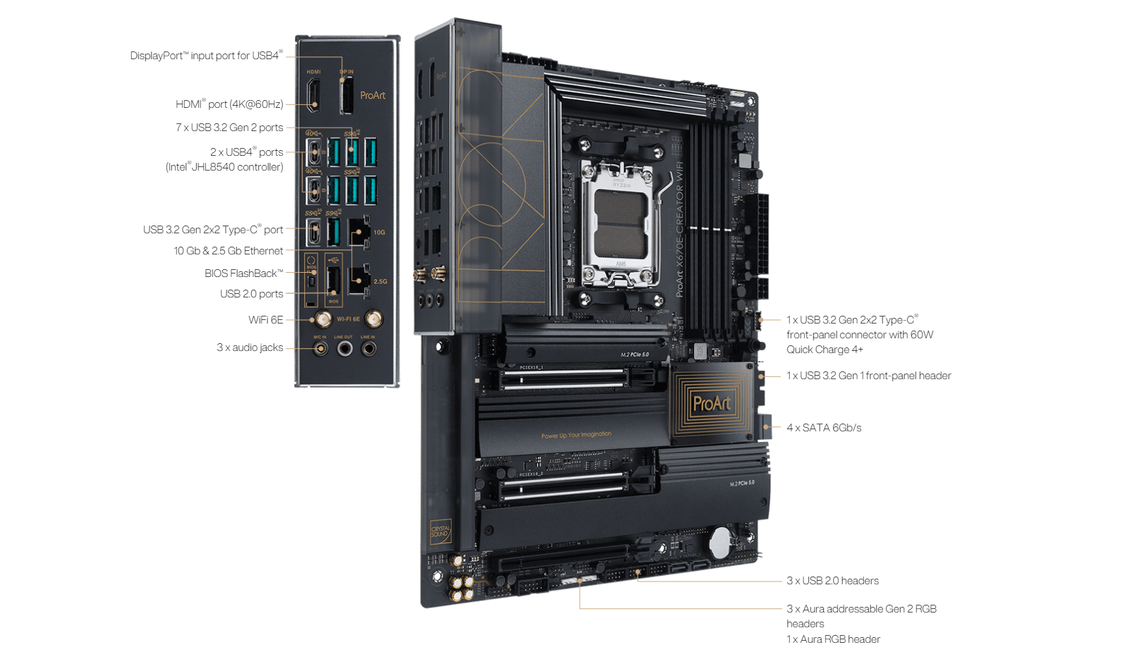 ASUS ROG STRIX X670E-A GAMING WIFI ATX Motherboard Ryzen 7000 Socket AM5  LGA1718 4x DDR5 DIMM Slots Max 128GB PCIe 5.0